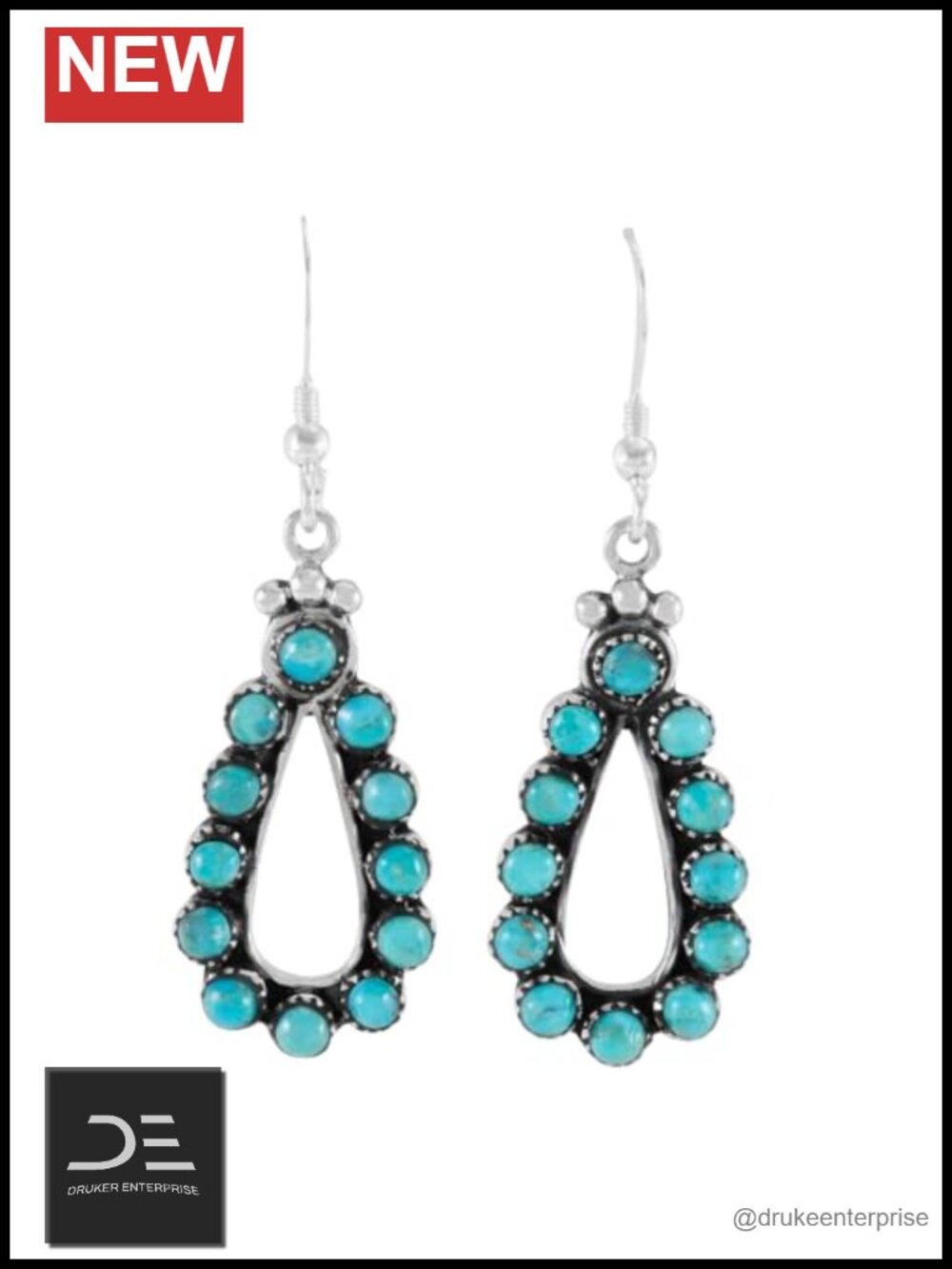 Sterling Silver Turquoise Drop Earrings Genuine Gemstone Lever Back